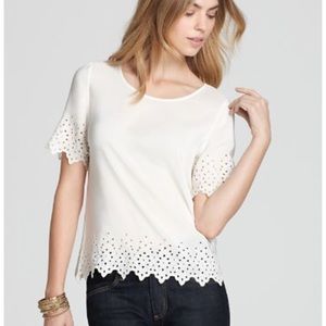 Joie Silk Florine Eyelet Blouse Small White